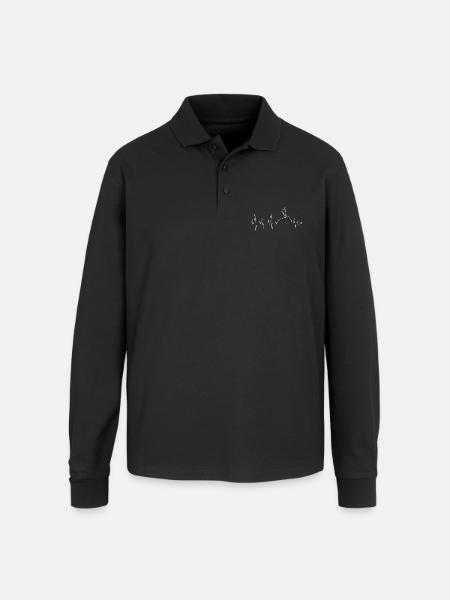 Heartbeat Peak Adventure - Unisex Long Sleeve Pique Polo Shirt - black