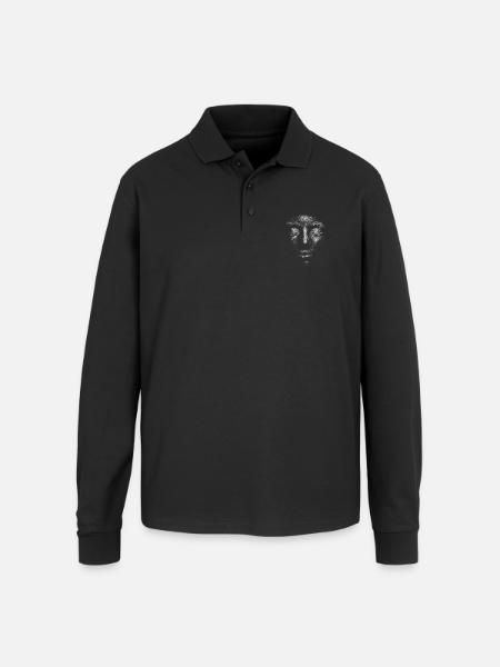 Face - Unisex Long Sleeve Pique Polo Shirt - black