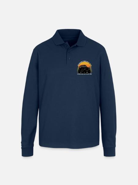 GO_WHERE_THERE_IS NO ROAD - Unisex Long Sleeve Pique Polo Shirt - navy