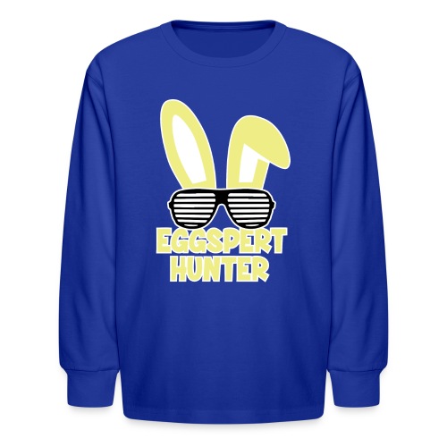 Eggspert Hunter Easter Bunny with Sunglasses - Kids' Long Sleeve T-Shirt