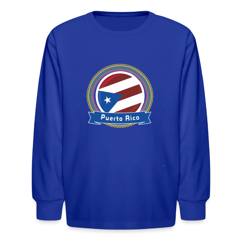 Puerto Rico Happy Holi Color Framed Puerto Rico - Kids' Long Sleeve T-Shirt