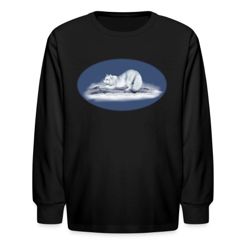 Arctic Fox on snow - Kids' Long Sleeve T-Shirt