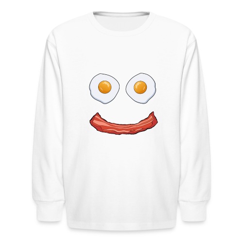 Bacon and Eggs Happy Face Breakfast - Kids' Long Sleeve T-Shirt