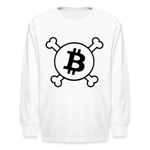 btc pirateflag jolly roger bitcoin pirate flag - Kids' Long Sleeve T-Shirt