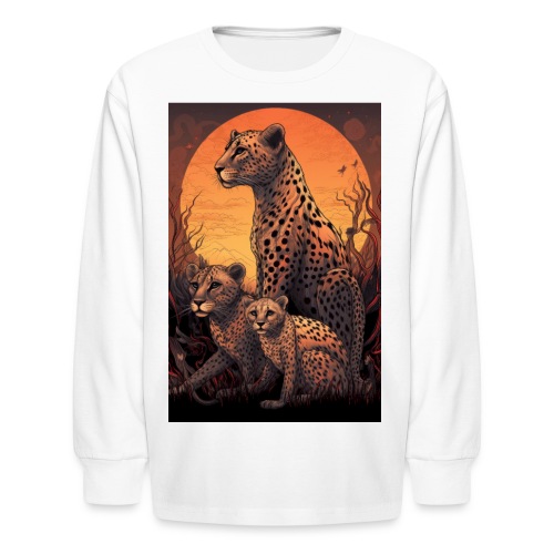 Cheetah Family #7 - Kids' Long Sleeve T-Shirt