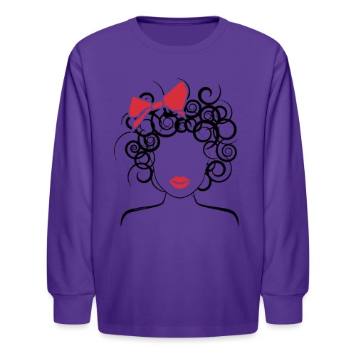 Curly Girl with Red Bow_Global Couture_logo T-Shir - Kids' Long Sleeve T-Shirt