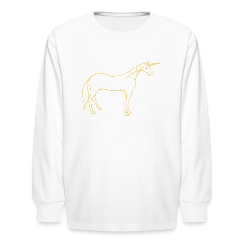 unicorn gold outline - Kids' Long Sleeve T-Shirt