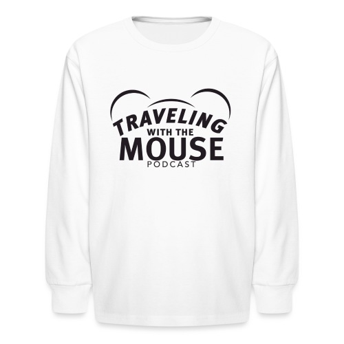 TravelingWithTheMouse logo transparent blk LG Crop - Kids' Long Sleeve T-Shirt