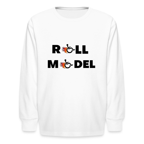 Roll model in a wheelchair, for wheelchair users - Kids' Long Sleeve T-Shirt
