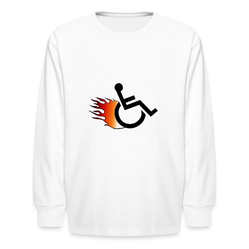Wheelchair user is doing with flames - Kids' Long Sleeve T-Shirt