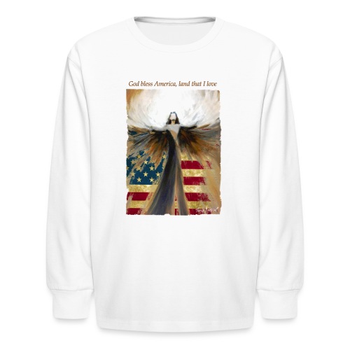 God bless America Angel_Strong color_Brown type - Kids' Long Sleeve T-Shirt