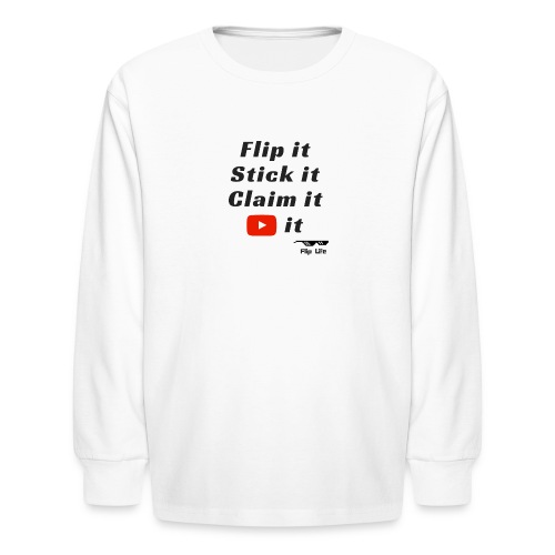 Flip it t-shirt black letting youtube logo - Kids' Long Sleeve T-Shirt