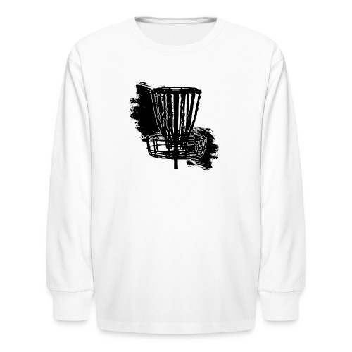 Disc Golf Basket Paint Black Print - Kids' Long Sleeve T-Shirt