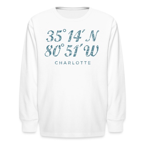 Charlotte North Carolina Coordinates Vintage Blue - Kids' Long Sleeve T-Shirt