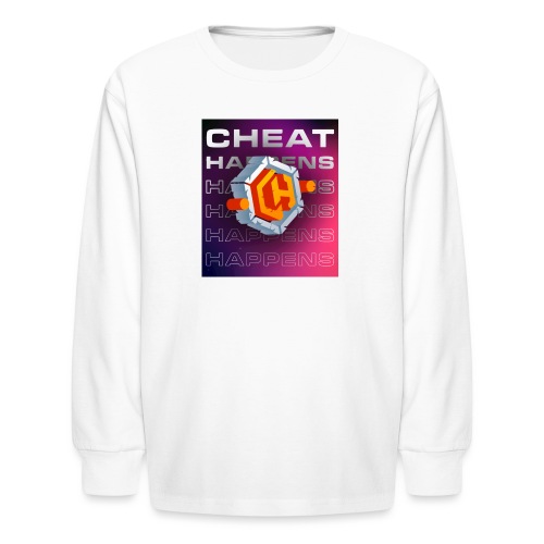 Cheat Happens 3D Logo With Pattern (Purple) - Kids' Long Sleeve T-Shirt
