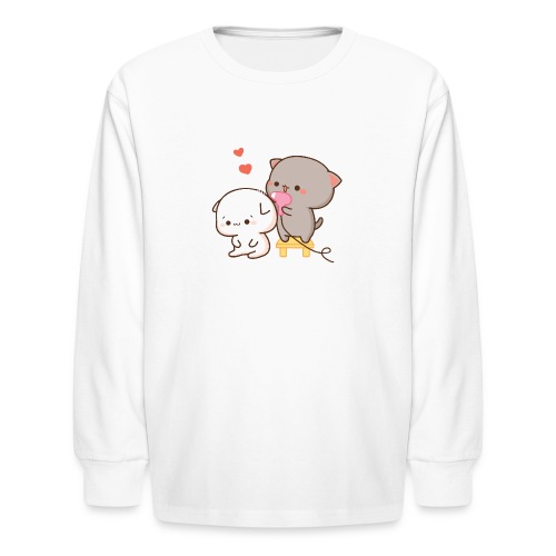 Goma blowdry Peach - Mochi Peach Cat - Kids' Long Sleeve T-Shirt