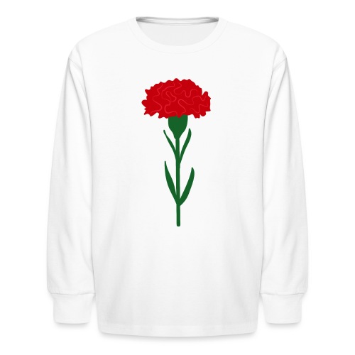 Single bright red carnation flower - Kids' Long Sleeve T-Shirt