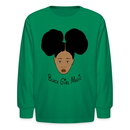 Black Girl Magic Afro Puffs - Kids' Long Sleeve T-Shirt
