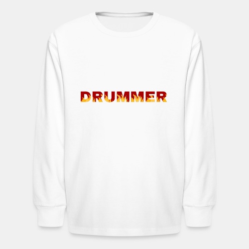 Drummer In Flames 3 - Kids' Long Sleeve T-Shirt