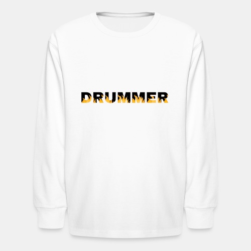Drummer In Flames - Dark - Kids' Long Sleeve T-Shirt