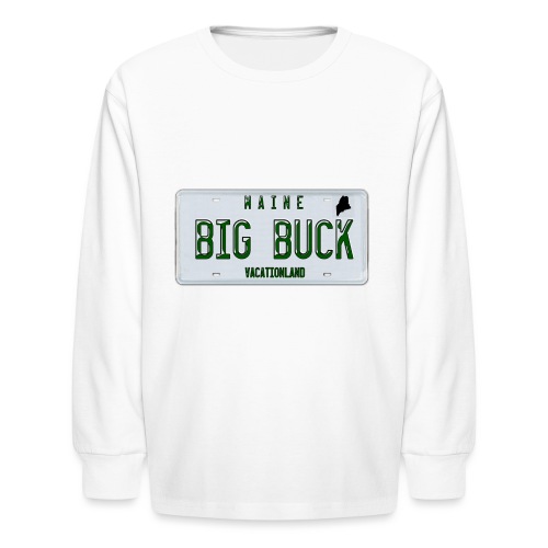 Maine LICENSE PLATE Big Buck Camo - Kids' Long Sleeve T-Shirt