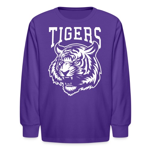 Tigers Mascot Logo for School Sports Team - Kids' Long Sleeve T-Shirt