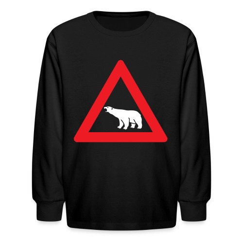 Polar Bear Road Sign - Kids' Long Sleeve T-Shirt