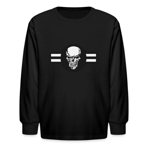 Military aircraft roundel emblem with skull - Kids' Long Sleeve T-Shirt