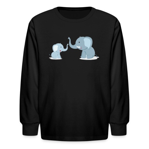 Father and Baby Son Elephant - Kids' Long Sleeve T-Shirt