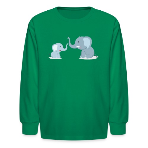 Father and Baby Son Elephant - Kids' Long Sleeve T-Shirt