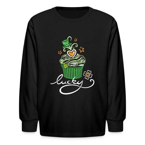 St Patricks Day Cupcake Muffin Shamrocks Leprechau - Kids' Long Sleeve T-Shirt