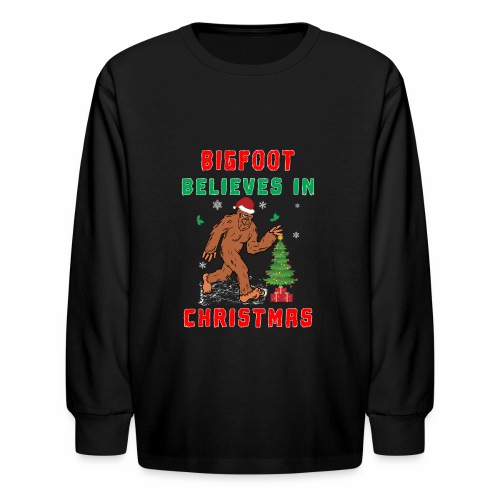 Bigfoot Believes in Christmas funny Squatchy Beast - Kids' Long Sleeve T-Shirt