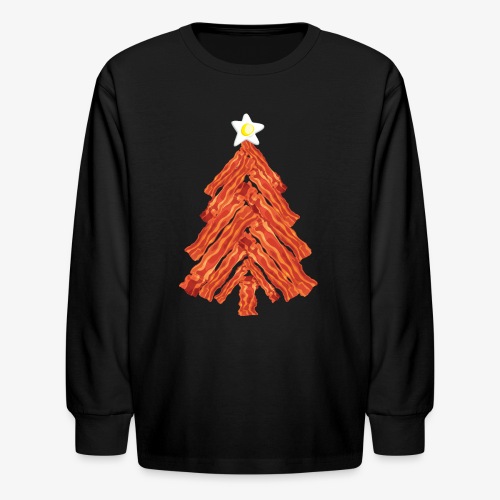 Funny Bacon and Egg Christmas Tree - Kids' Long Sleeve T-Shirt