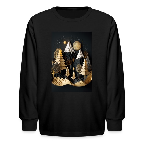 Gold and Black Wonderland - Whimsical Wintertime - Kids' Long Sleeve T-Shirt