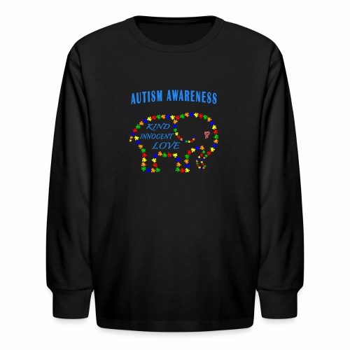 World Autism April Puzzle Heart Elephant Love Kids - Kids' Long Sleeve T-Shirt