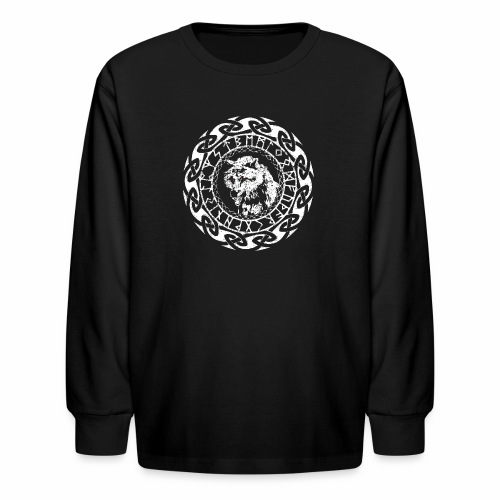 Fenrir Geri Freki Wolf Viking Tribal Runes - Kids' Long Sleeve T-Shirt