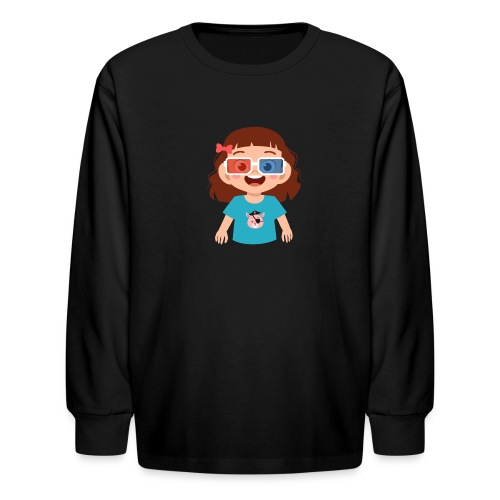 Girl red blue 3D glasses doing Vision Therapy - Kids' Long Sleeve T-Shirt