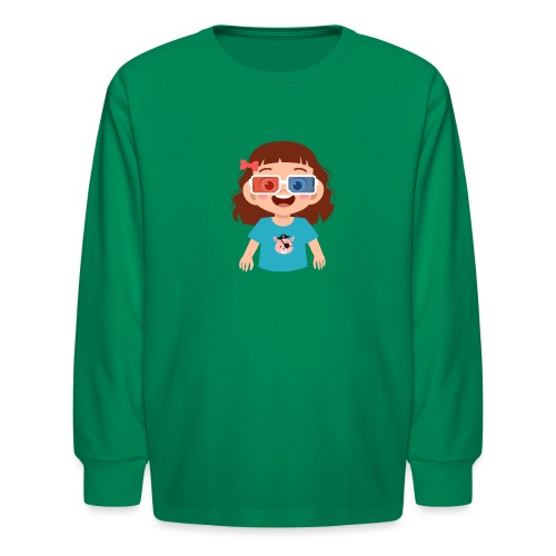 Girl red blue 3D glasses doing Vision Therapy - Kids' Long Sleeve T-Shirt