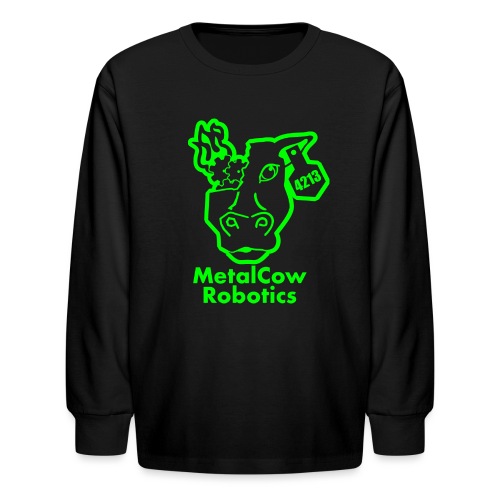 MetalCowLogo GreenOutline - Kids' Long Sleeve T-Shirt