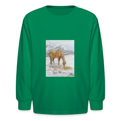 Horse grazing - Kids' Long Sleeve T-Shirt
