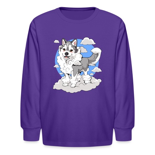 Memphis the Fluffy Land Cloud | Siberian Husky - Kids' Long Sleeve T-Shirt