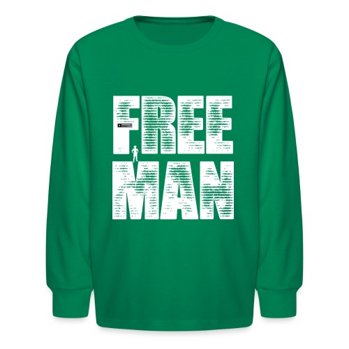 FREE MAN - White Graphic - Kids' Long Sleeve T-Shirt