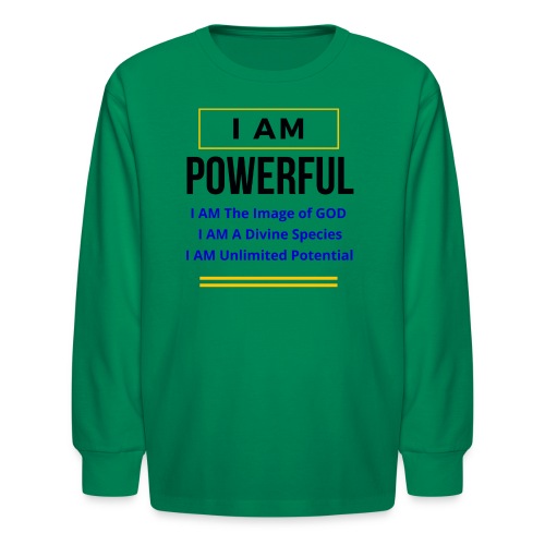 I AM Powerful (Light Colors Collection) - Kids' Long Sleeve T-Shirt