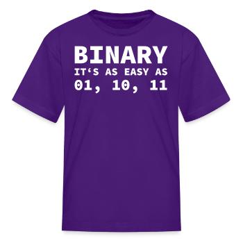 Computer Binary Code Joke For Developer - Kid's T-Shirt - purple - Front