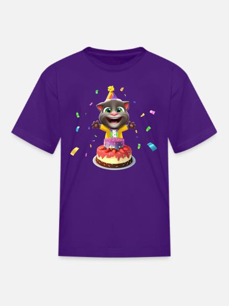 Talking Tom Birthday Cake - Kid's T-Shirt - purple