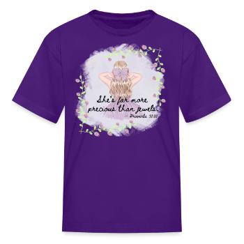 She s far more precious than jewels - Kid's T-Shirt - purple - Front