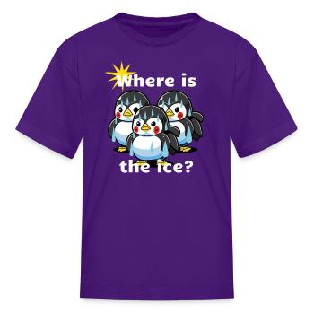 Sweating Penguins. Climate It Is Warm. - Kid's T-Shirt - purple - Front
