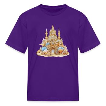 Sandcastle Sand Sculpture Sea Shells Beach Sand - Kid's T-Shirt - purple - Front