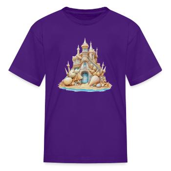 Sandcastle Sand Sculpture Sea Shells Beach Sand - Kid's T-Shirt - purple - Front