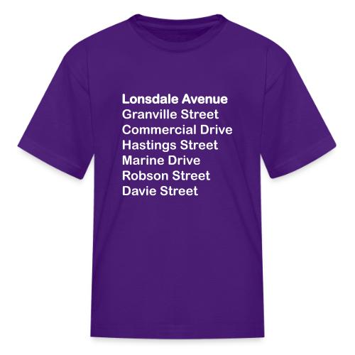 Street Names White Text - Kid's T-Shirt
